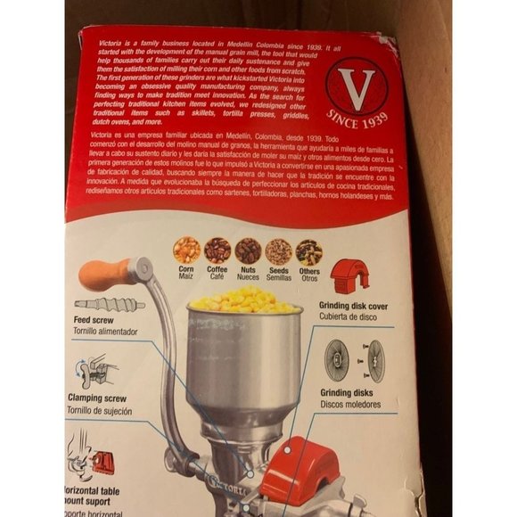 Victoria Manual High Hopper Grain Grinder, Silver Red Molino - Picture 7 of 7